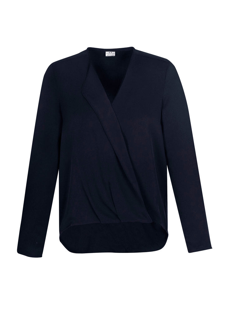Womens Lily Hi-Lo Blouse - Ink ||SRC=https://cdn.fashionbizapps.nz/honeybee/images/S014LL_Product_Ink_01.jpg