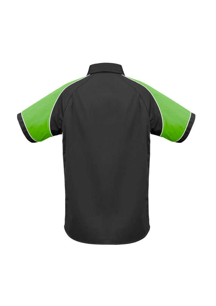 Mens Nitro Short Sleeve Shirt - Black/Green/White ||SRC=https://cdn.fashionbizapps.nz/honeybee/images/S10112_bProduct_Black_Green_White_02_F1zG6UA.jpg