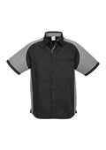 Mens Nitro Short Sleeve Shirt - Black/Grey/White ||SRC=https://cdn.fashionbizapps.nz/honeybee/images/S10112_bProduct_Black_Grey_White_01_mstOG8a.jpg