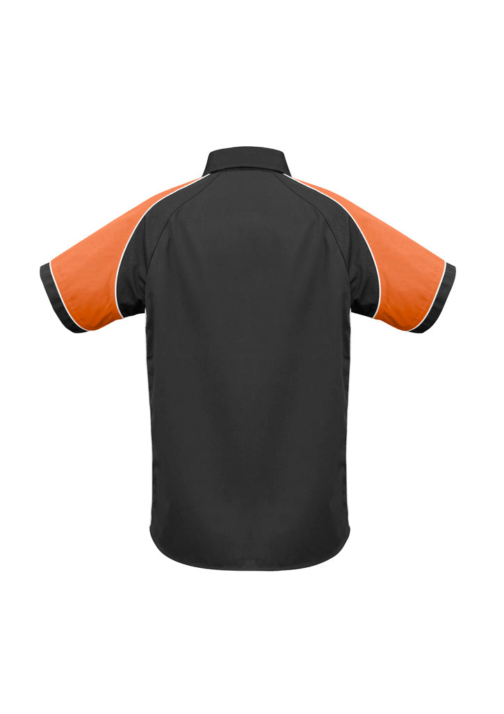 Mens Nitro Short Sleeve Shirt - Black/Orange/White ||SRC=https://cdn.fashionbizapps.nz/honeybee/images/S10112_bProduct_Black_Orange_White_02_jFD6tEP.jpg