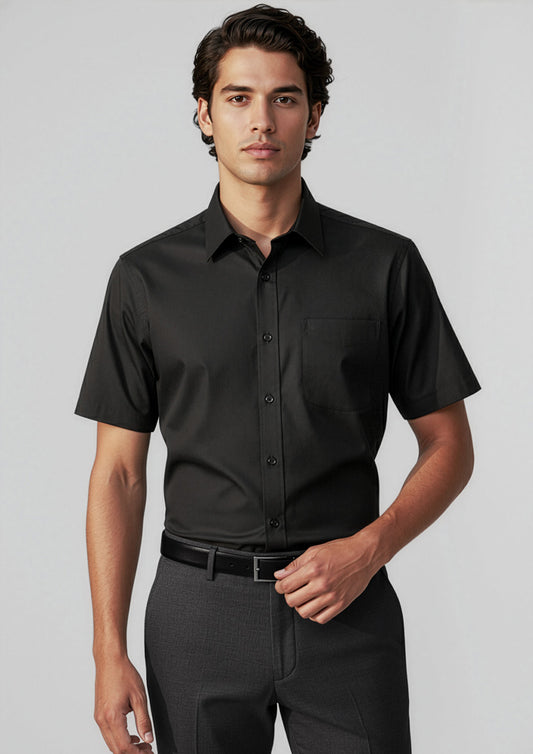 Mens Base Short Sleeve Shirt ||SRC=https://cdn.fashionbizapps.nz/honeybee/images/S10512_Talent_Black_01_R_38xUh43.jpg