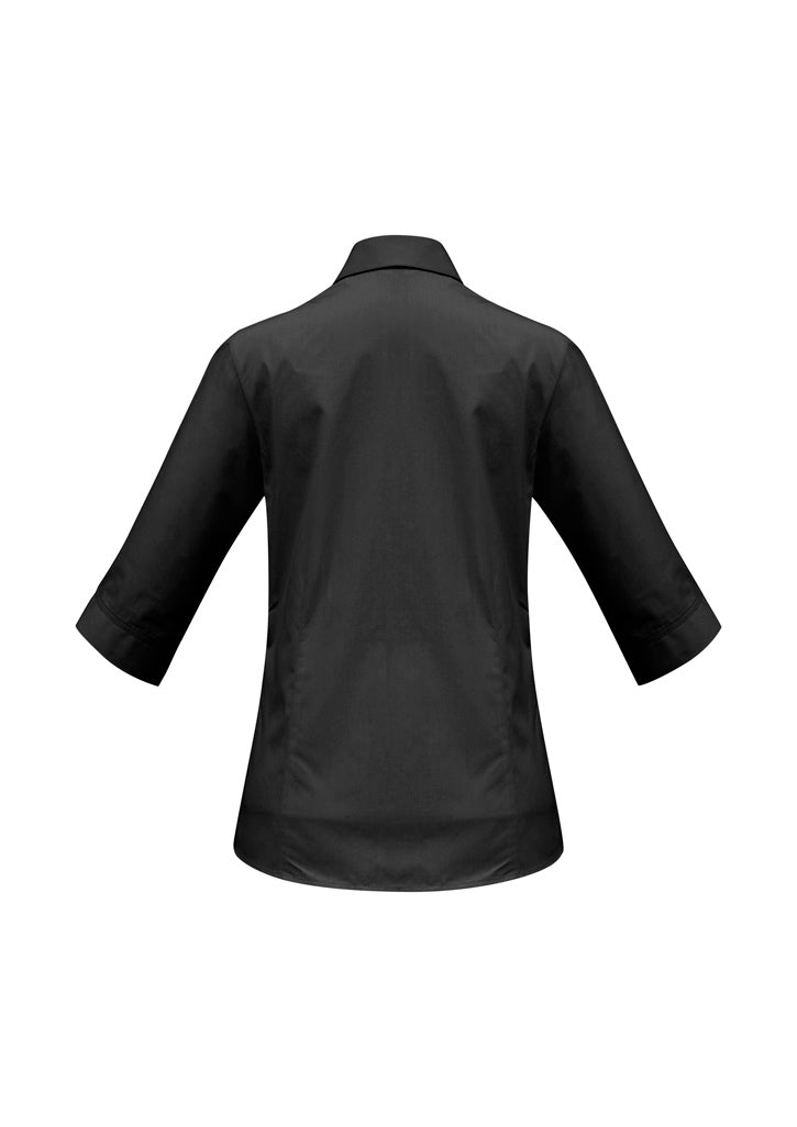Womens Base 3/4 Sleeve Shirt - Black ||SRC=https://cdn.fashionbizapps.nz/honeybee/images/S10521_bProduct_Black_02_ALewCof.jpg