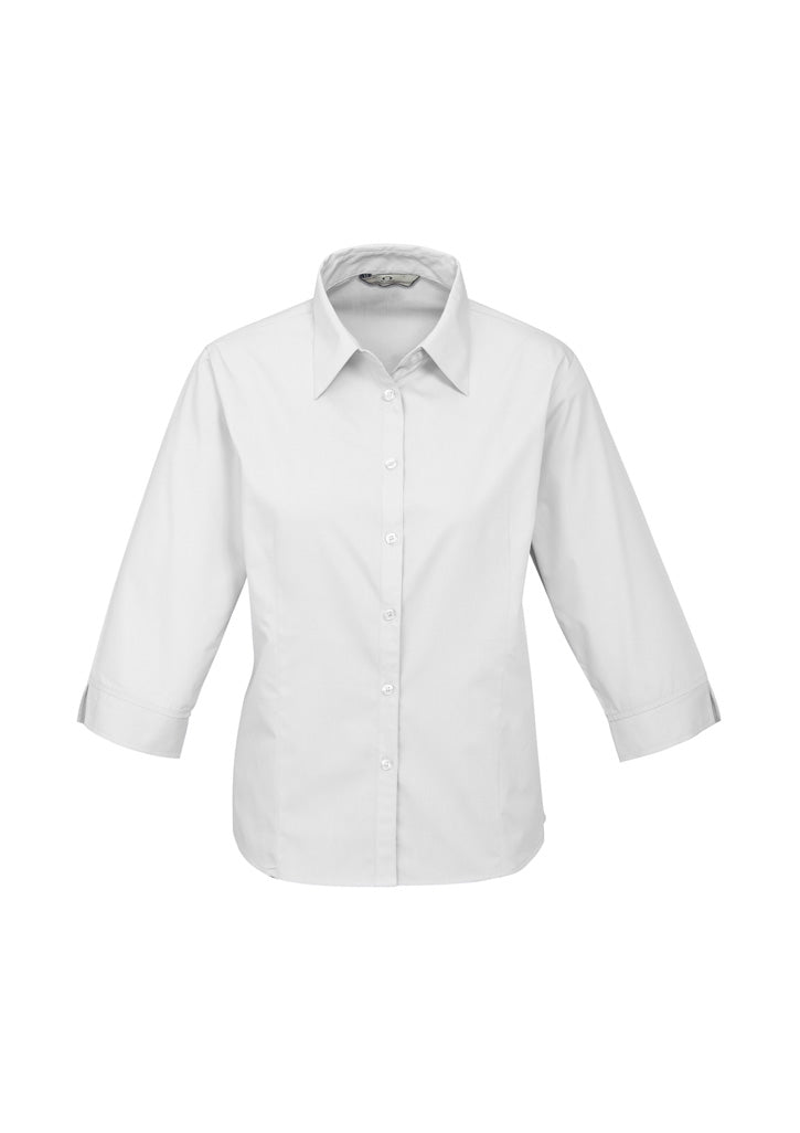Womens Base 3/4 Sleeve Shirt - White ||SRC=https://cdn.fashionbizapps.nz/honeybee/images/S10521_bProduct_White_01_LQPRiB1.jpg