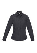 Womens Bondi Long Sleeve Shirt - Charcoal ||SRC=https://cdn.fashionbizapps.nz/honeybee/images/S306LL_bProduct_Charcoal_01_XqBWNMv.jpg