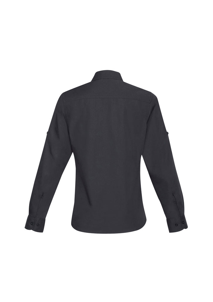 Womens Bondi Long Sleeve Shirt - Charcoal ||SRC=https://cdn.fashionbizapps.nz/honeybee/images/S306LL_bProduct_Charcoal_02_h2SfmM6.jpg