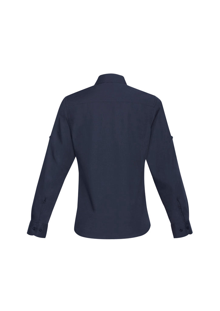 Womens Bondi Long Sleeve Shirt - Navy ||SRC=https://cdn.fashionbizapps.nz/honeybee/images/S306LL_bProduct_Navy_02_o3M40Oi.jpg