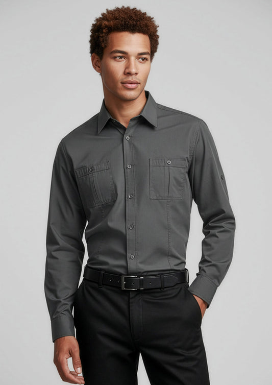Mens Bondi Long Sleeve Shirt ||SRC=https://cdn.fashionbizapps.nz/honeybee/images/S306ML_Talent_Charcoal_01_VfekoDl.jpg