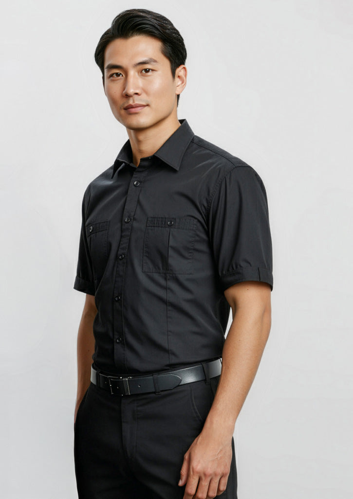 Mens Bondi Short Sleeve Shirt ||SRC=https://cdn.fashionbizapps.nz/honeybee/images/S306MS_Talent_Black_01_t3Duxao.jpg