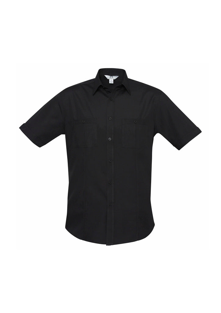 Mens Bondi Short Sleeve Shirt - Black ||SRC=https://cdn.fashionbizapps.nz/honeybee/images/S306MS_bProduct_Black_01_67fSeiV.jpg