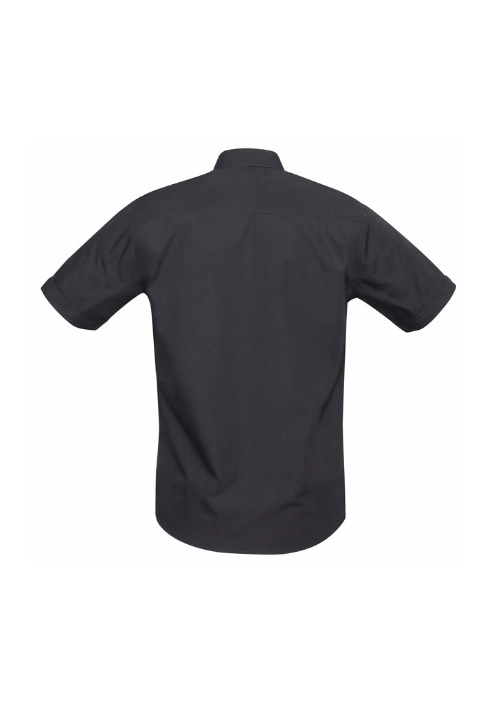 Mens Bondi Short Sleeve Shirt - Charcoal ||SRC=https://cdn.fashionbizapps.nz/honeybee/images/S306MS_bProduct_Charcoal_02_39cXxIv.jpg