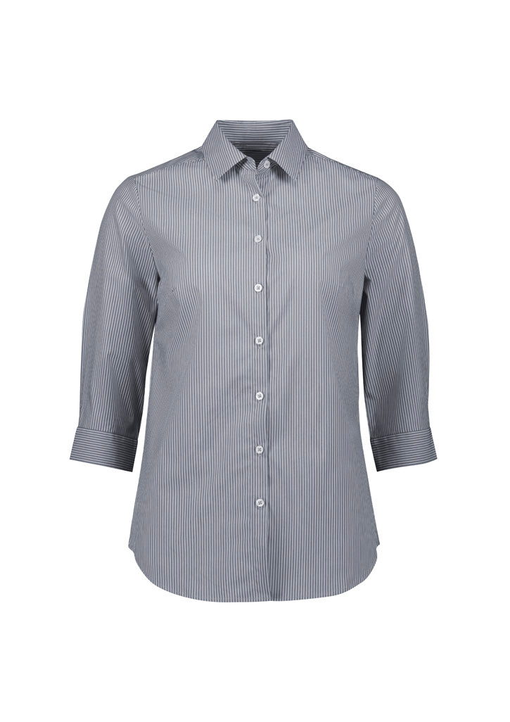 Womens Conran 3/4 Sleeve Shirt ||SRC=https://cdn.fashionbizapps.nz/honeybee/images/S336LT_bProduct_Slate_White_01_JVY7NPA.jpg