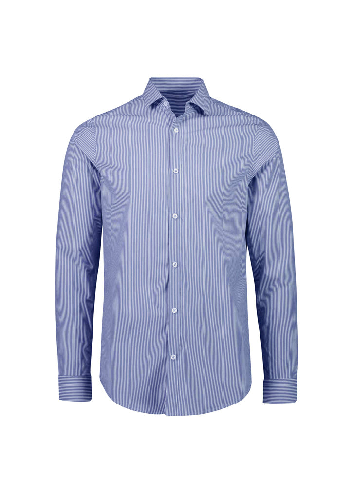 Mens Conran Tailored Long Sleeve Shirt - French Blue/White ||SRC=https://cdn.fashionbizapps.nz/honeybee/images/S337ML_bProduct_FrenchBlue_White_01_bbp3iDf.jpg