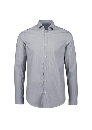 Mens Conran Tailored Long Sleeve Shirt ||SRC=https://cdn.fashionbizapps.nz/honeybee/images/S337ML_bProduct_Slate_White_01_jrtwWrp.jpg