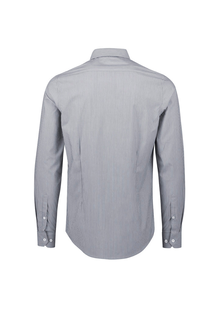 Mens Conran Tailored Long Sleeve Shirt - Slate/White ||SRC=https://cdn.fashionbizapps.nz/honeybee/images/S337ML_bProduct_Slate_White_02_zihTgOy.jpg