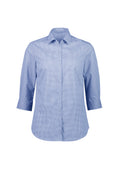 Womens Bristol 3/4 Sleeve Shirt - White/Navy ||SRC=https://cdn.fashionbizapps.nz/honeybee/images/S338LT_bProduct_White_Navy_01_KaWr00k.jpg