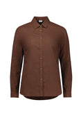 Womens Soul Long Sleeve Shirt - Rust ||SRC=https://cdn.fashionbizapps.nz/honeybee/images/S421LL_Product_Rust_01.jpg