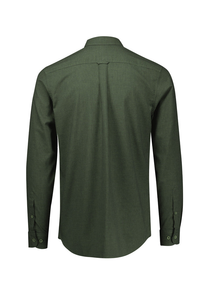 Mens Soul Long Sleeve Shirt - Olive ||SRC=https://cdn.fashionbizapps.nz/honeybee/images/S421ML_Product_Olive_02.jpg