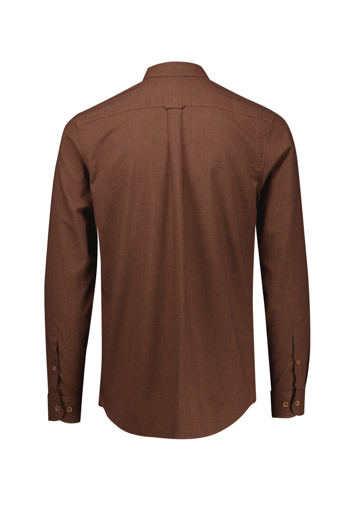 Mens Soul Long Sleeve Shirt - Rust ||SRC=https://cdn.fashionbizapps.nz/honeybee/images/S421ML_Product_Rust_02.jpg