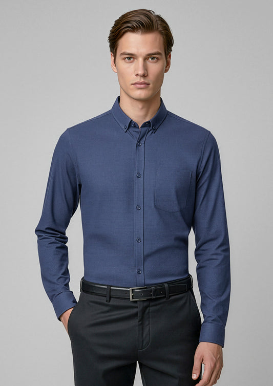 Mens Soul Long Sleeve Shirt ||SRC=https://cdn.fashionbizapps.nz/honeybee/images/S421ML_Talent_Navy_01_uToAFih.jpg