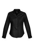 Womens Dalton Long Sleeve Shirt - Black ||SRC=https://cdn.fashionbizapps.nz/honeybee/images/S522LL_Product_Black_01.jpg