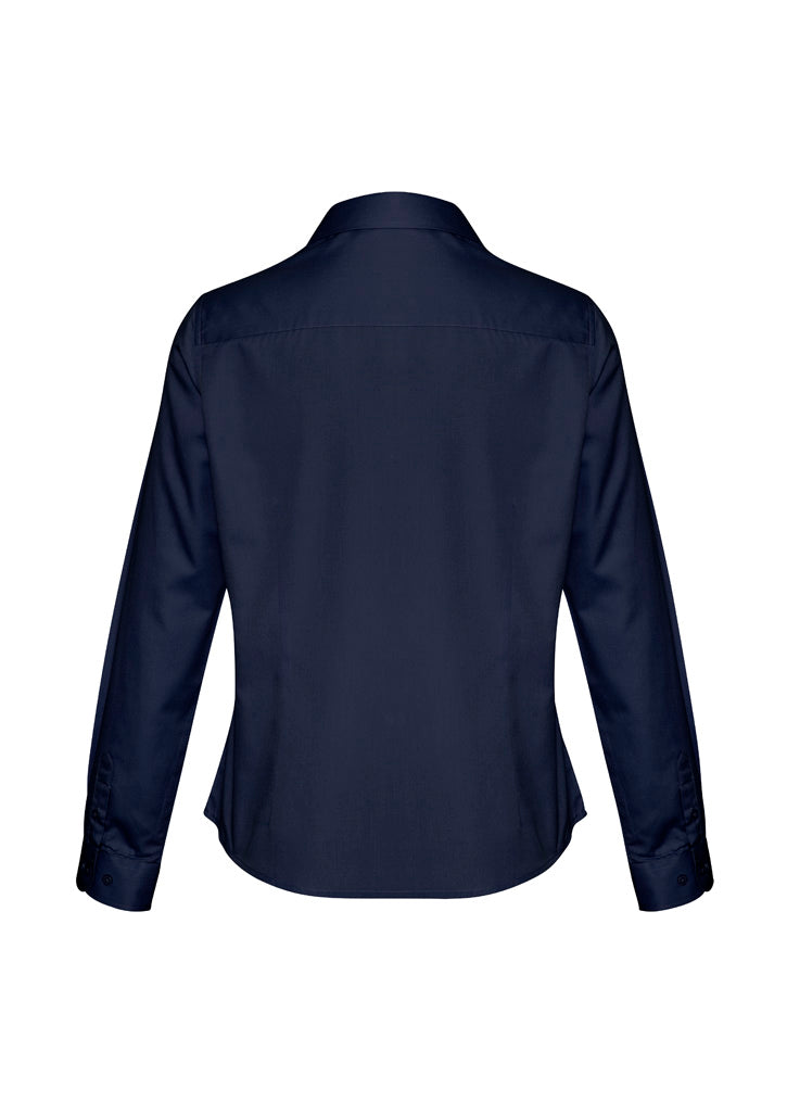 Womens Dalton Long Sleeve Shirt - Navy ||SRC=https://cdn.fashionbizapps.nz/honeybee/images/S522LL_Product_Navy_02.jpg