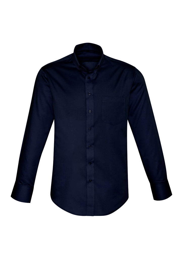 Mens Dalton Long Sleeve Shirt - Navy ||SRC=https://cdn.fashionbizapps.nz/honeybee/images/S522ML_Product_Navy_01.jpg