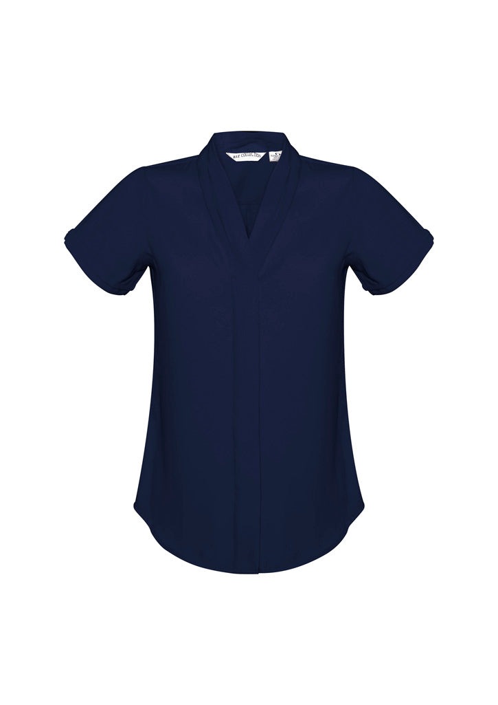 Womens Madison Short Sleeve Shirt - Midnight Blue ||SRC=https://cdn.fashionbizapps.nz/honeybee/images/S628LS_bProduct_MidnightBlue_01_BwRCPGr.jpg