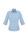 Womens Ellison 3/4 Sleeve Shirt - Blue ||SRC=https://cdn.fashionbizapps.nz/honeybee/images/S716LT_bProduct_Blue_01_OINErHk.jpg