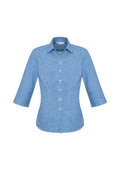 Womens Ellison 3/4 Sleeve Shirt - French Blue ||SRC=https://cdn.fashionbizapps.nz/honeybee/images/S716LT_bProduct_FrenchBlue_01_HMnrCV9.jpg