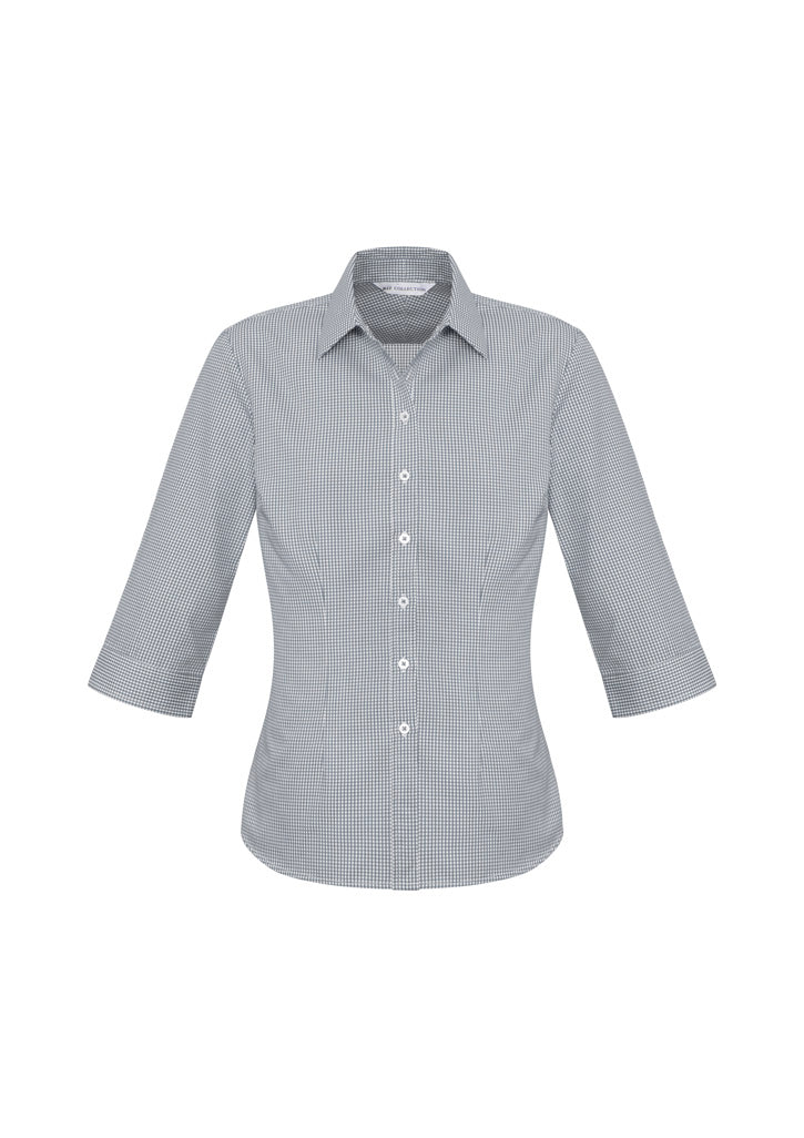 Womens Ellison 3/4 Sleeve Shirt - Silver ||SRC=https://cdn.fashionbizapps.nz/honeybee/images/S716LT_bProduct_Silver_01_ZUxxAm7.jpg