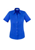 Womens Monaco Short Sleeve Shirt - Electric Blue ||SRC=https://cdn.fashionbizapps.nz/honeybee/images/S770LS_bProduct_ElectricBlue_01_m12RA5y.jpg
