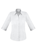 Womens Monaco 3/4 Sleeve Shirt - White ||SRC=https://cdn.fashionbizapps.nz/honeybee/images/S770LT_bProduct_White_01_bvyTuBd.jpg