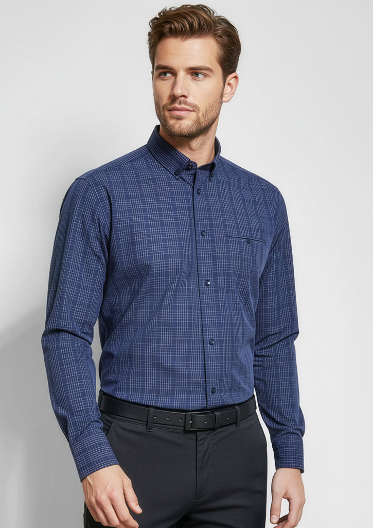 Mens Harper Long Sleeve Shirt ||SRC=https://cdn.fashionbizapps.nz/honeybee/images/S820ML_Talent_Ink_Silver_01_xsQpass.jpg