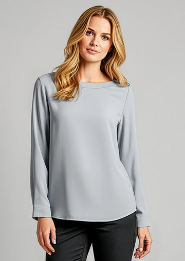 Womens Madison Boatneck Top ||SRC=https://cdn.fashionbizapps.nz/honeybee/images/S828LL_Talent_SilverMist_01_R_EaUL9dv.jpg
