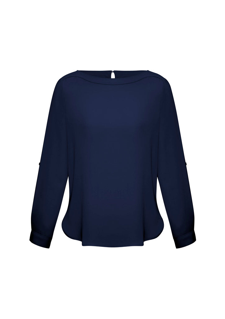 Womens Madison Boatneck Top - Midnight Blue ||SRC=https://cdn.fashionbizapps.nz/honeybee/images/S828LL_bProduct_MidnightBlue_01_uKzM0dT.jpg