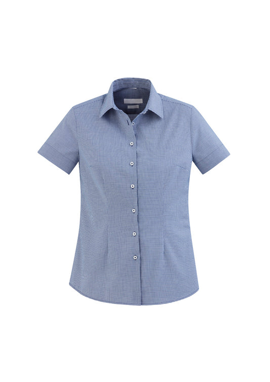 Womens Jagger Short Sleeve Shirt - French Blue ||SRC=https://cdn.fashionbizapps.nz/honeybee/images/S910LS_bProduct_FrenchBlue_01_t23QHFK.jpg