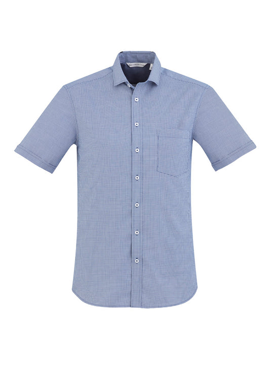 Mens Jagger Short Sleeve Shirt - French Blue ||SRC=https://cdn.fashionbizapps.nz/honeybee/images/S910MS_bProduct_FrenchBlue_01_YrWBPbE.jpg