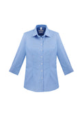 Womens Regent 3/4 Sleeve Shirt - Blue ||SRC=https://cdn.fashionbizapps.nz/honeybee/images/S912LT_bProduct_Blue_01_b3uVjYa.jpg