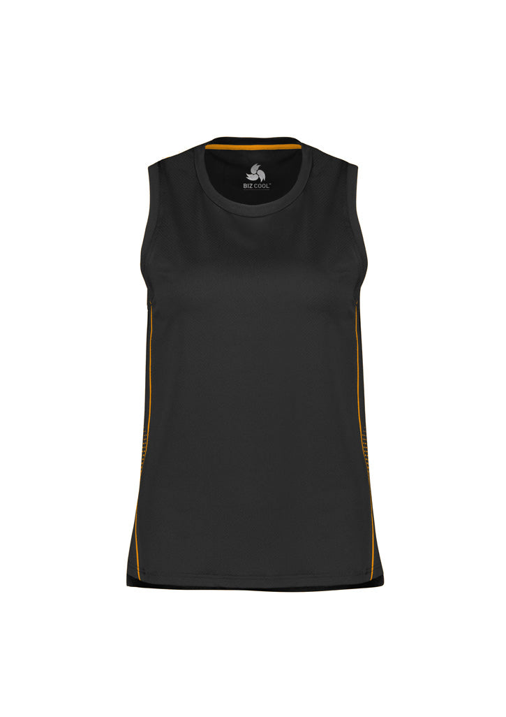 Womens Balance Singlet - Black/Gold ||SRC=https://cdn.fashionbizapps.nz/honeybee/images/SG319L_bProduct_Black_Gold_01_eanVLfK.jpg