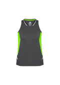 Womens Renegade Singlet - Grey/Fluoro Lime/Silver ||SRC=https://cdn.fashionbizapps.nz/honeybee/images/SG702L_bProduct_Grey_FluoroLime_Silver_01_Ze7Jxoh.jpg