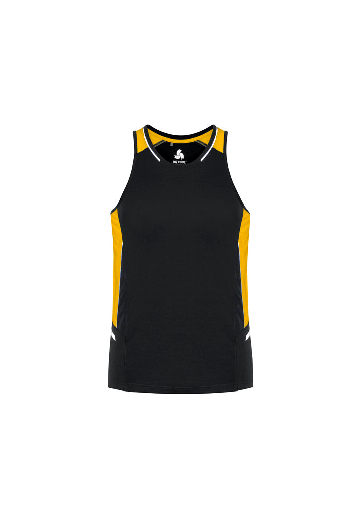 Mens Renegade Singlet - Black/Gold/Silver ||SRC=https://cdn.fashionbizapps.nz/honeybee/images/SG702M_bProduct_Black_Gold_Silver_01_NivGFFR.jpg