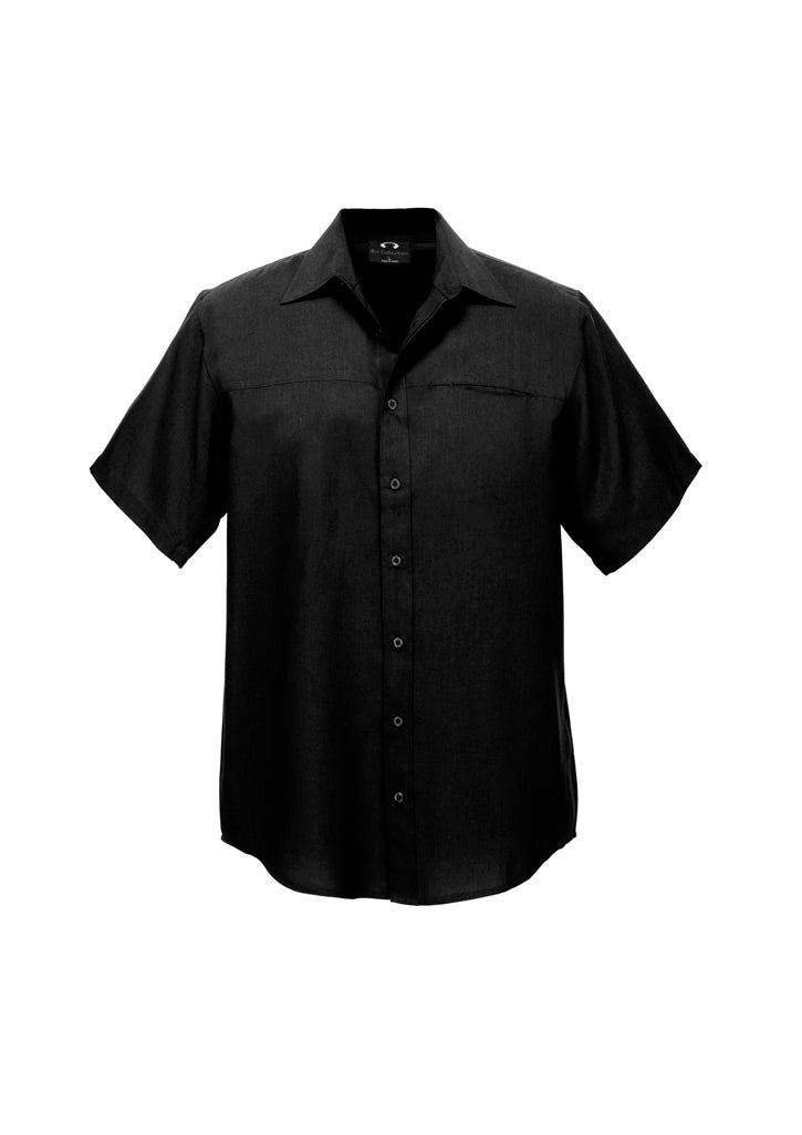Mens Oasis Short Sleeve Shirt - Black ||SRC=https://cdn.fashionbizapps.nz/honeybee/images/SH3603_bProduct_Black_01_rwMd2lA.jpg