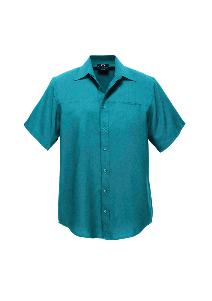 Mens Oasis Short Sleeve Shirt - Teal ||SRC=https://cdn.fashionbizapps.nz/honeybee/images/SH3603_bProduct_Teal_01_lmebNr8.jpg