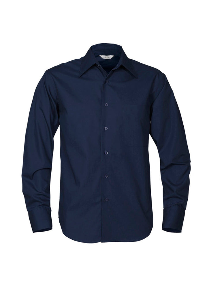 Mens Metro Long Sleeve Shirt - Navy ||SRC=https://cdn.fashionbizapps.nz/honeybee/images/SH714_bProduct_Navy_01_wpdsFg8.jpg