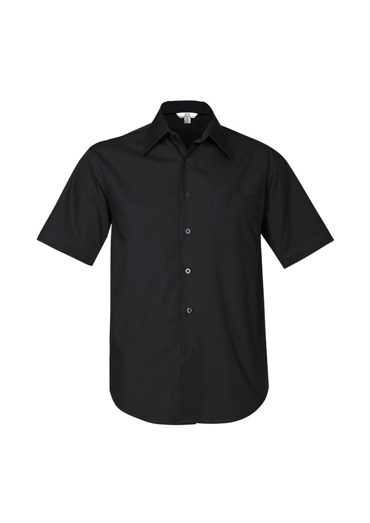 Mens Metro Short Sleeve Shirt - Black ||SRC=https://cdn.fashionbizapps.nz/honeybee/images/SH715_bProduct_Black_01_UPxEZkZ.jpg