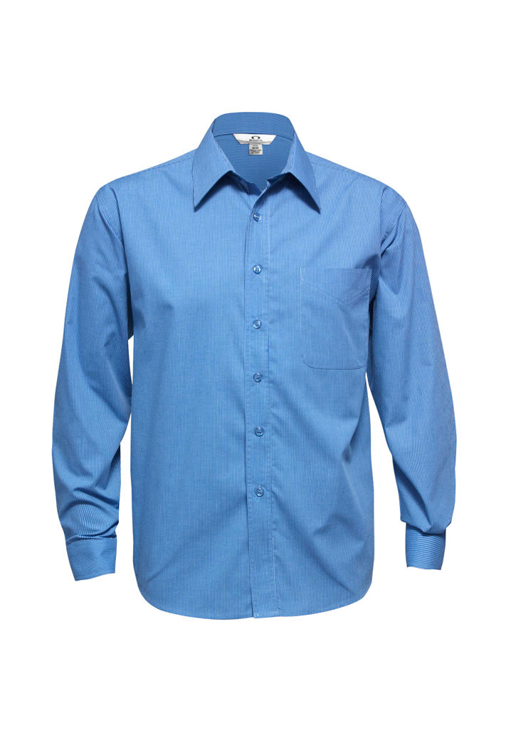 Mens Micro Check Long Sleeve Shirt - Mid Blue ||SRC=https://cdn.fashionbizapps.nz/honeybee/images/SH816_bProduct_MidBlue_01_jvk4LiF.jpg