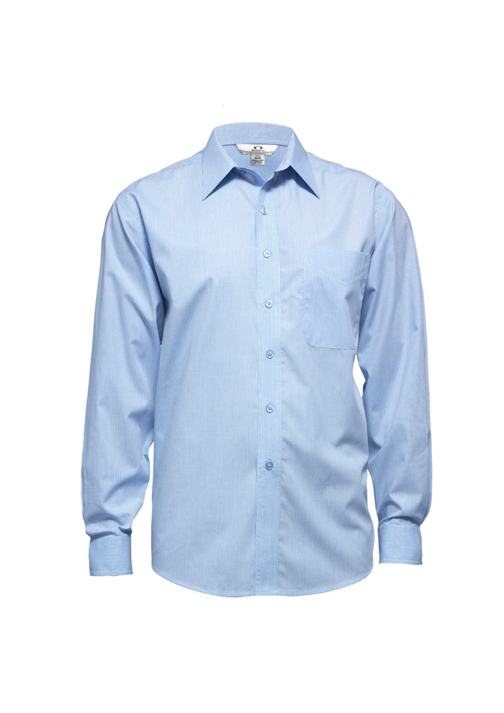 Mens Micro Check Long Sleeve Shirt - Sky ||SRC=https://cdn.fashionbizapps.nz/honeybee/images/SH816_bProduct_Sky_01_pC2jHV2.jpg