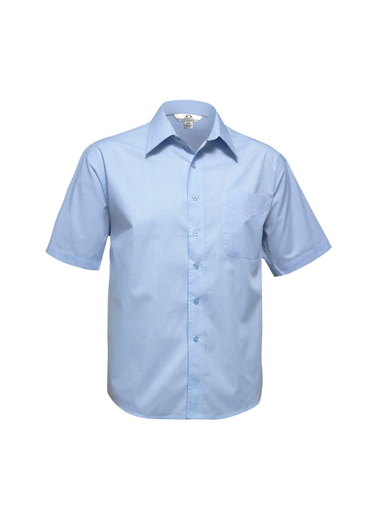 Mens Micro Check Short Sleeve Shirt - Sky ||SRC=https://cdn.fashionbizapps.nz/honeybee/images/SH817_bProduct_Sky_01_GPiq4hV.jpg