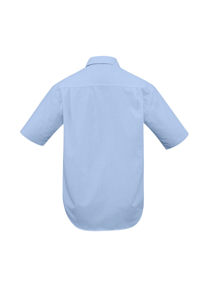 Mens Micro Check Short Sleeve Shirt - Sky ||SRC=https://cdn.fashionbizapps.nz/honeybee/images/SH817_bProduct_Sky_02_hF5HN6z.jpg
