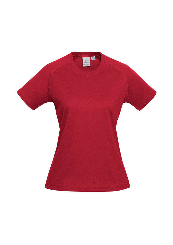 Womens Sprint Short Sleeve Tee - Red ||SRC=https://cdn.fashionbizapps.nz/honeybee/images/T301LS_bProduct_Red_01_VUk2Z0F.jpg